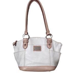 Tignanello Off White and Brown Leather Handbag